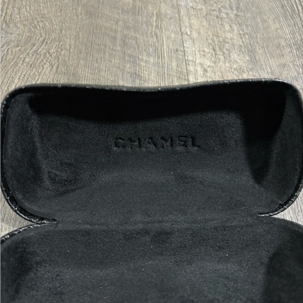 CHANEL Black Leather Quilted Eyewear Case